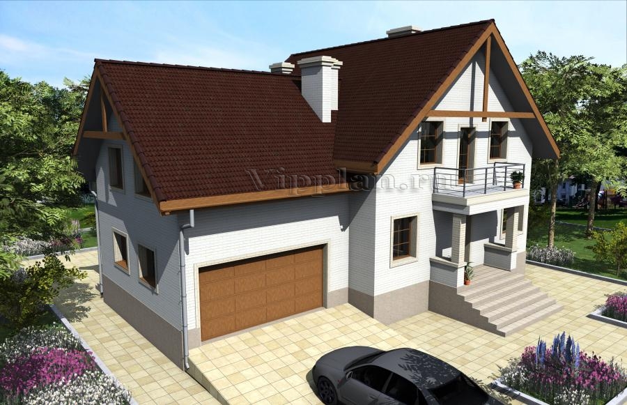 Готовый проект просторного дома с мансардой